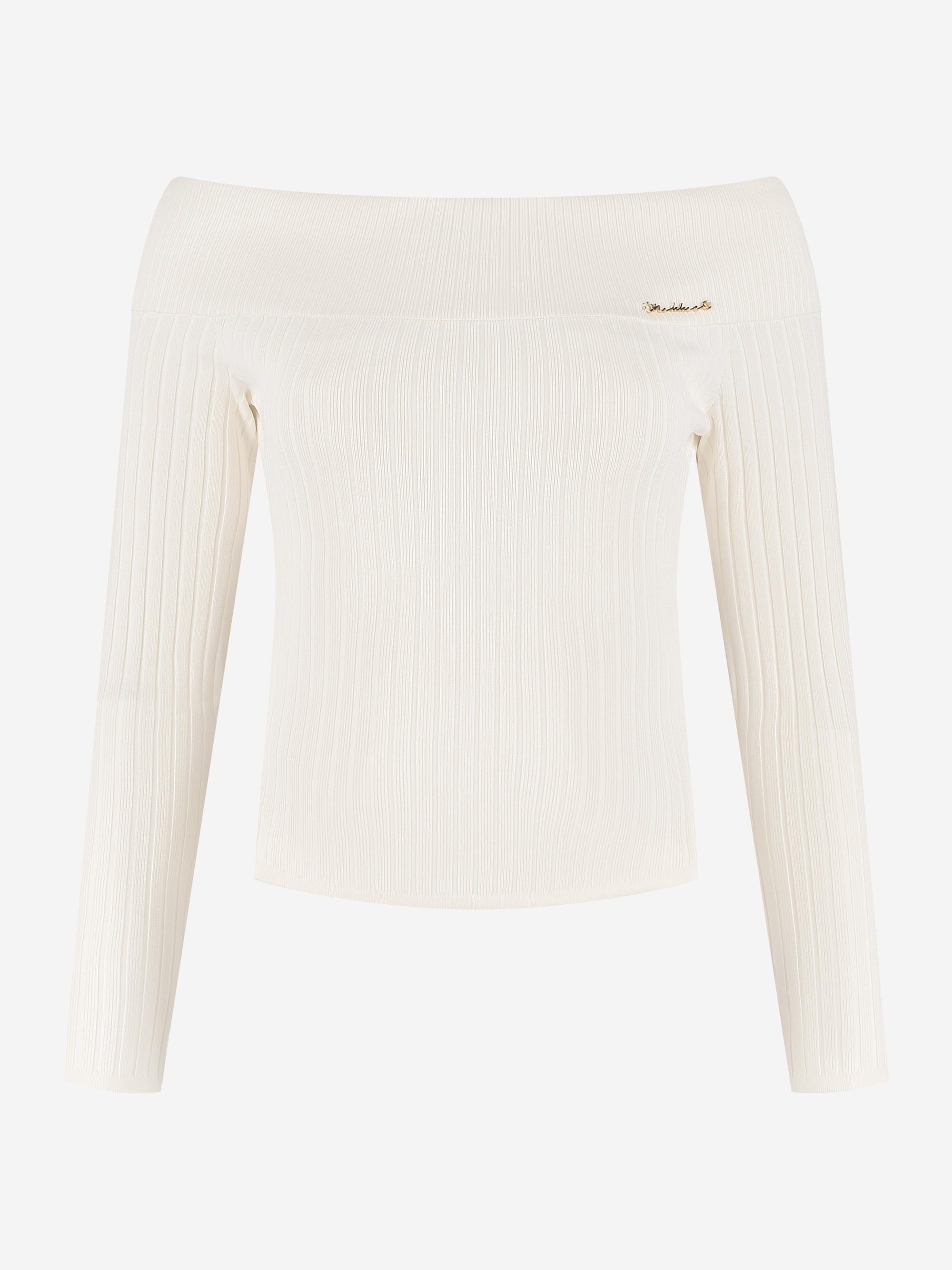 Geribbelde off shoulder top