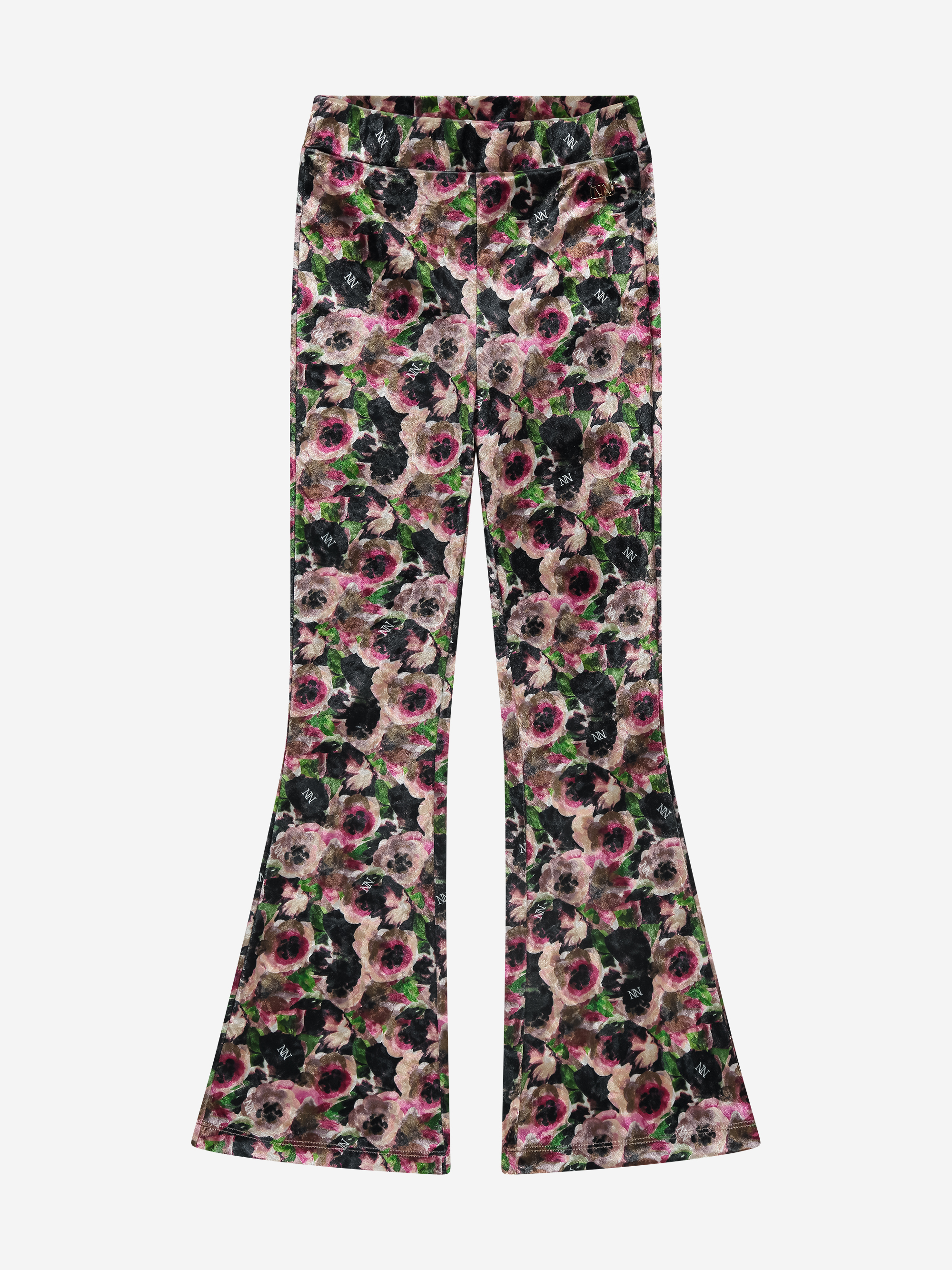 Velvet flared broek met bloemenprint