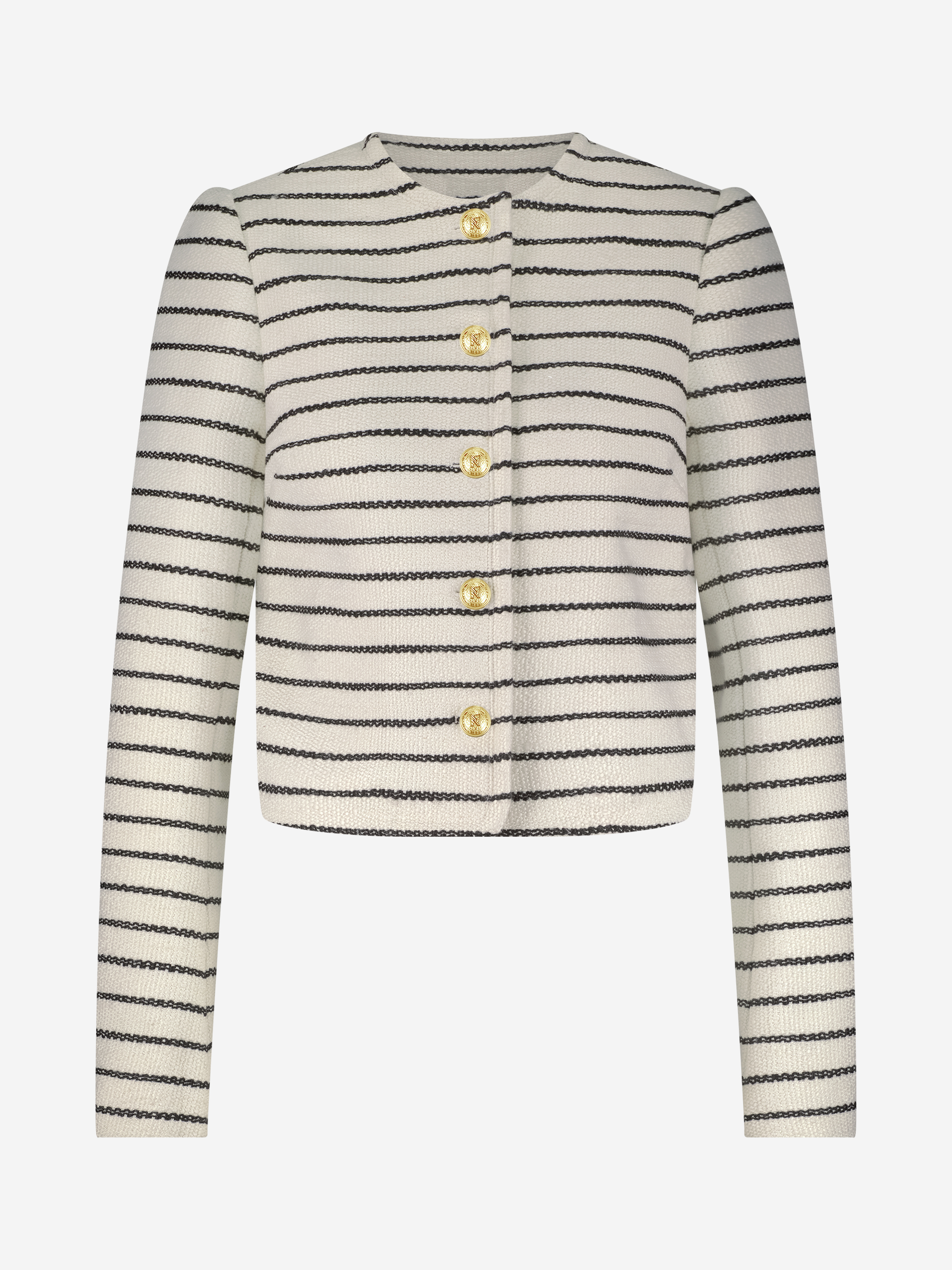 Short woven jacket with striped pattern