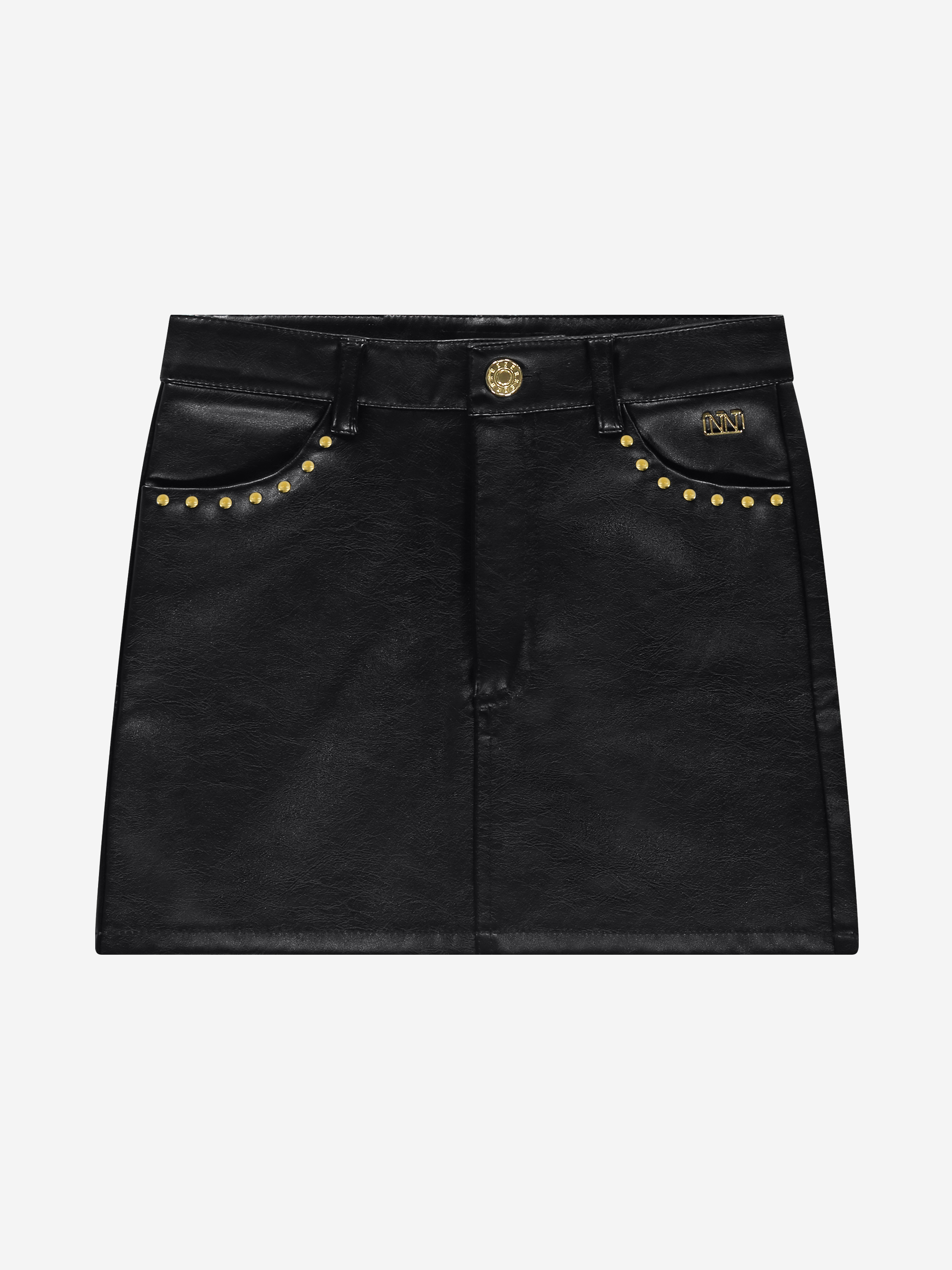 Korte leren-look rok met studs