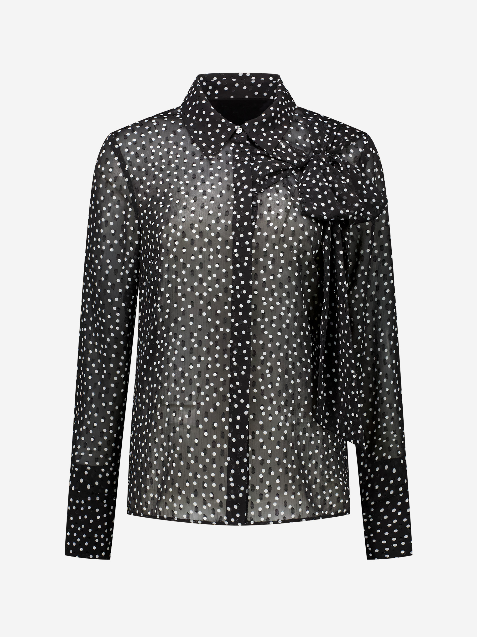 Gestippelde blouse met strik detail 