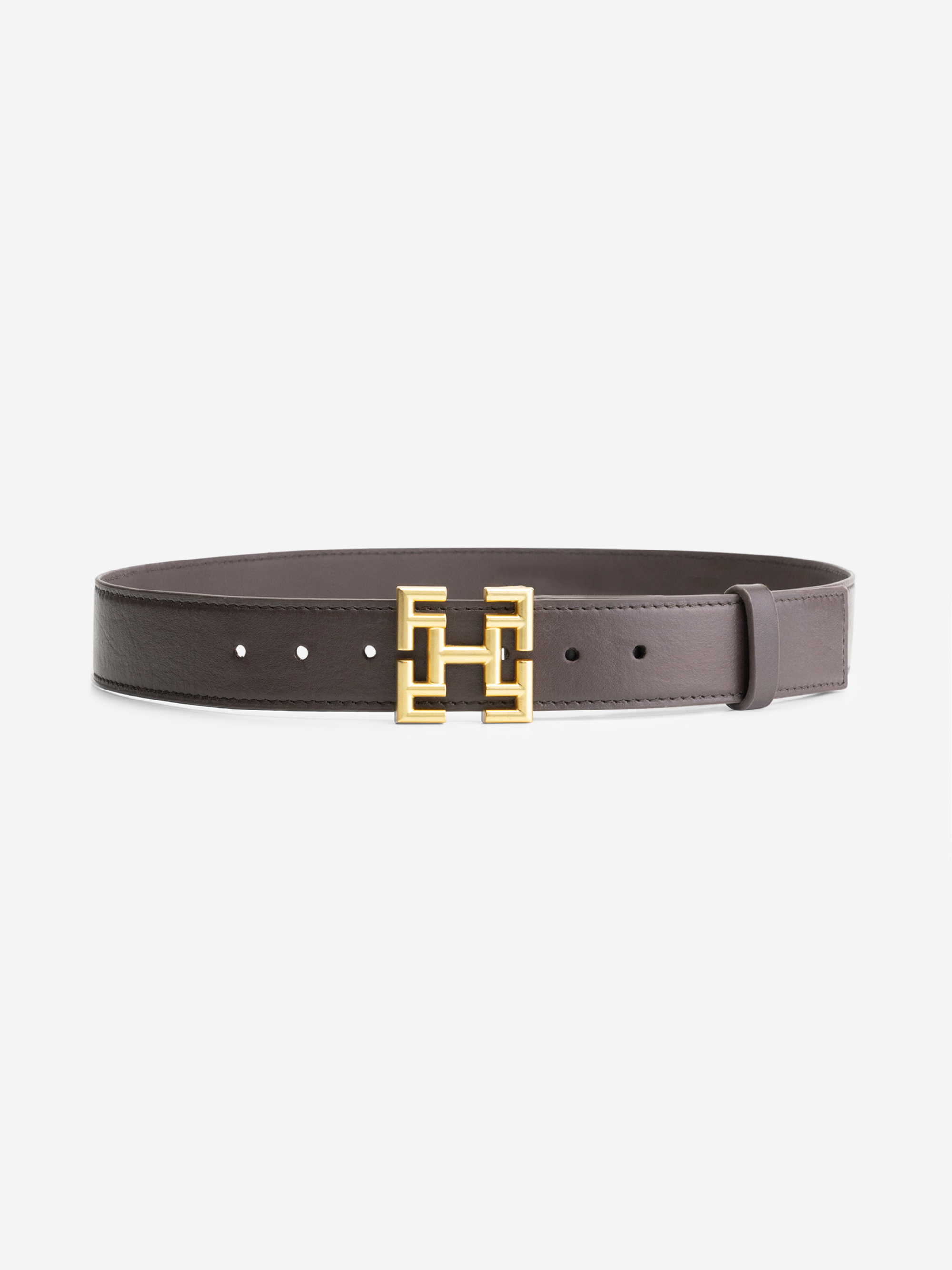  Small Leather waist belt with logo buckle