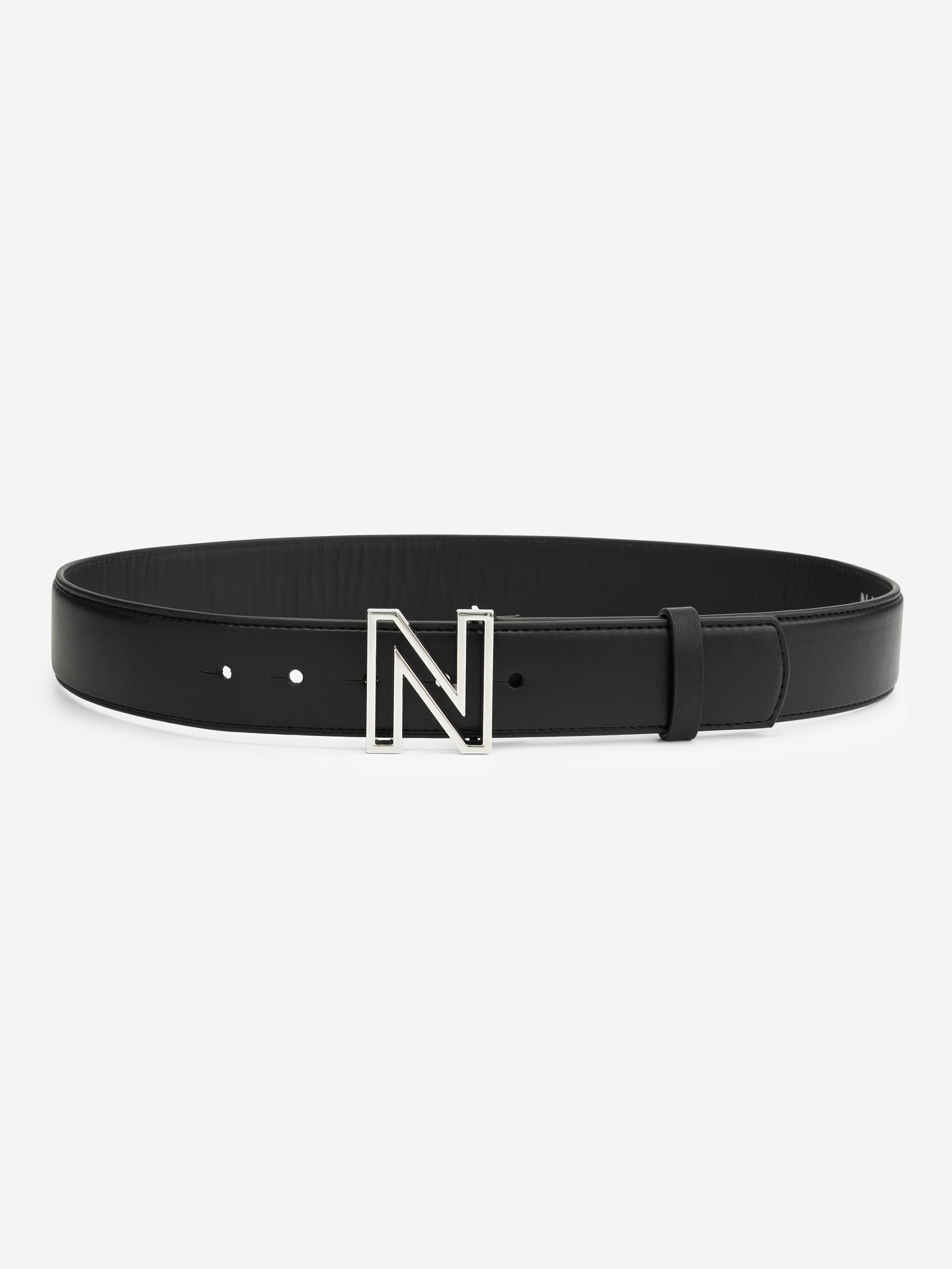 Leren riem met N-logo gesp