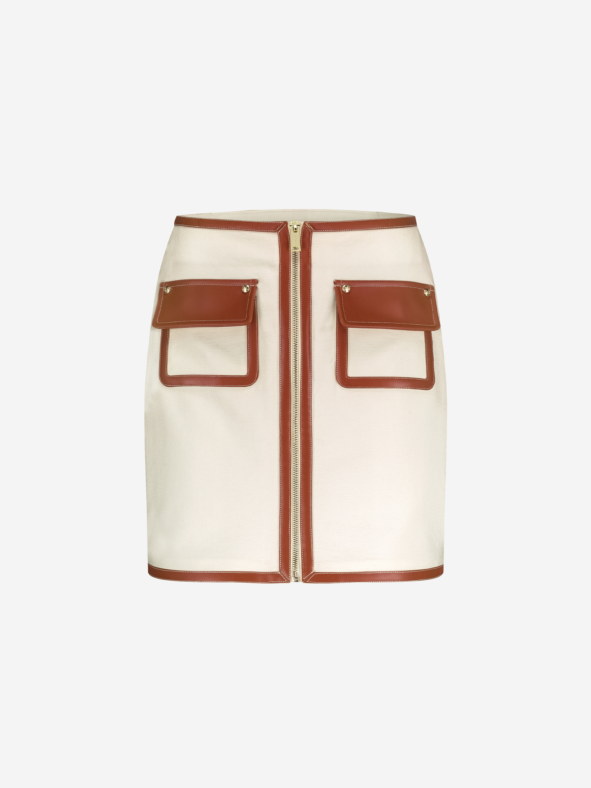 Short skirt with contrasting piping