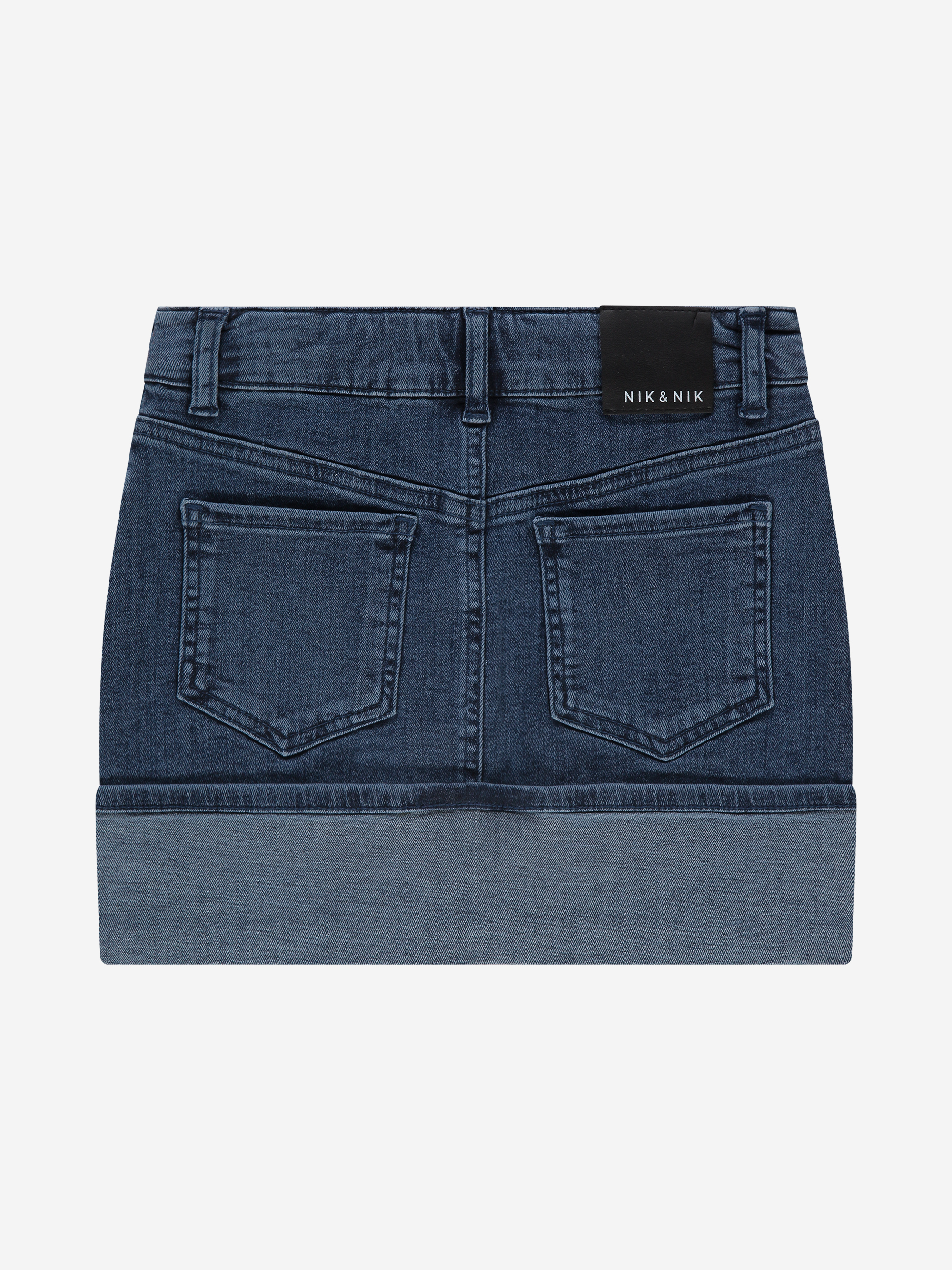 Korte denim rok met omgeslagen rand