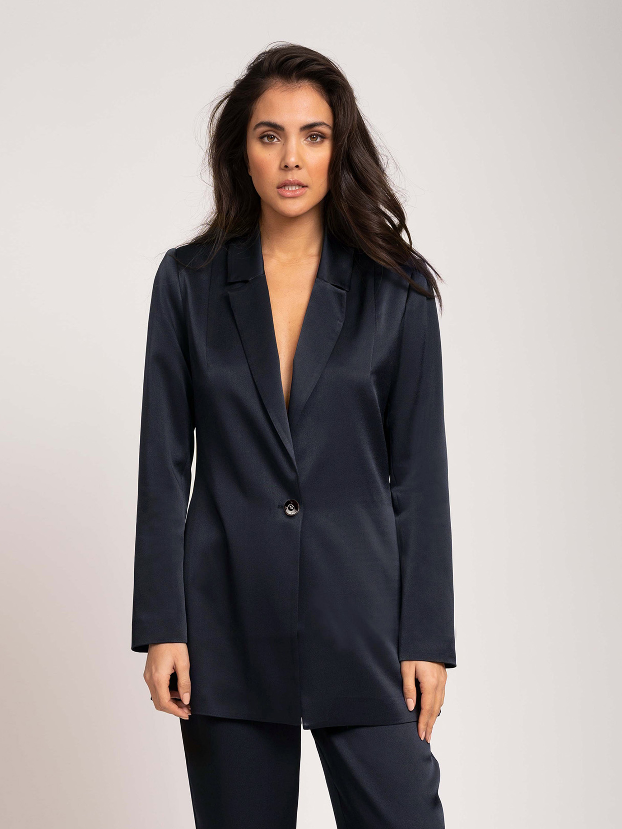 Satin look single-breasted blazer 