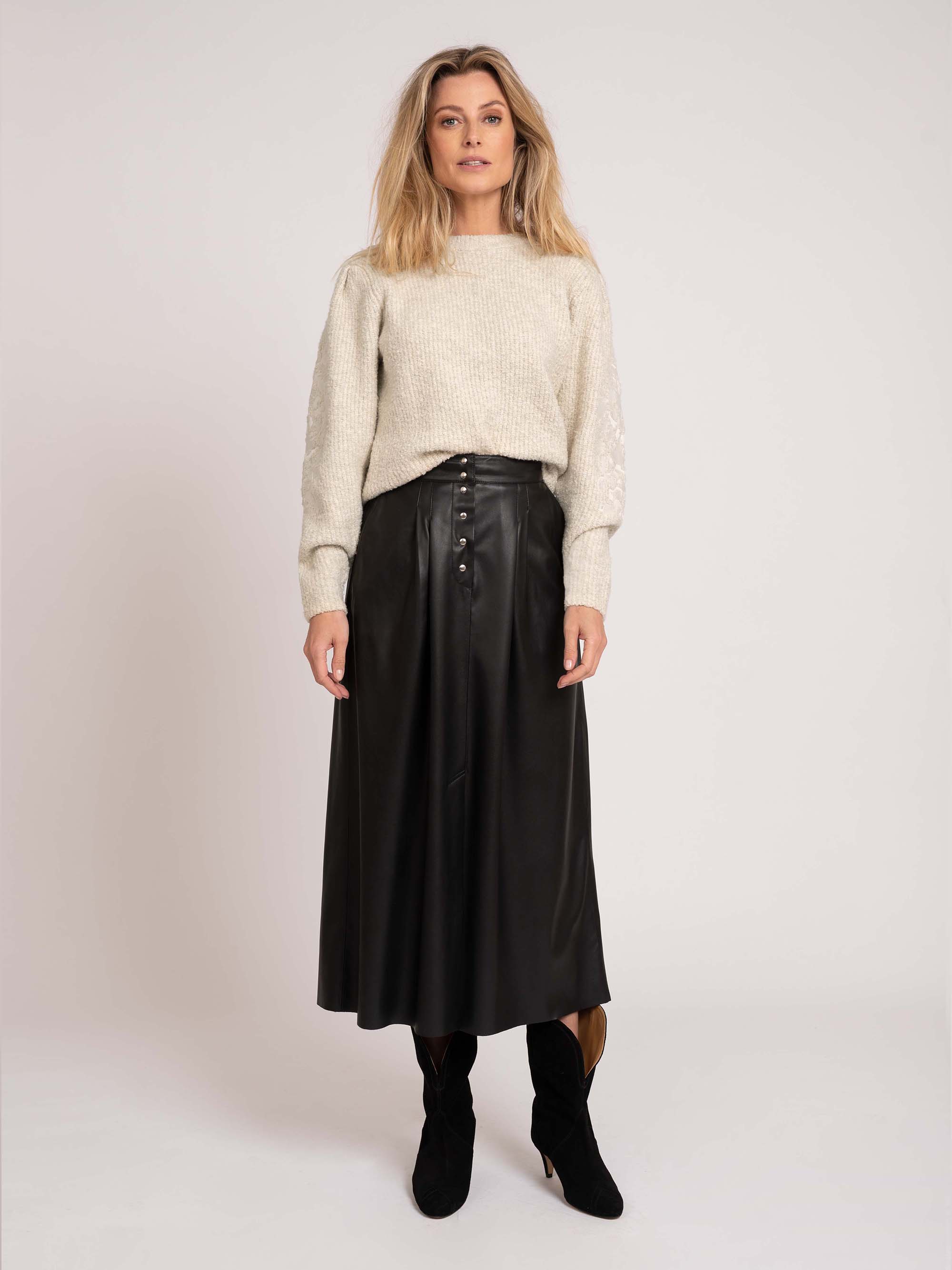 Vegan leather maxi skirt with high rise