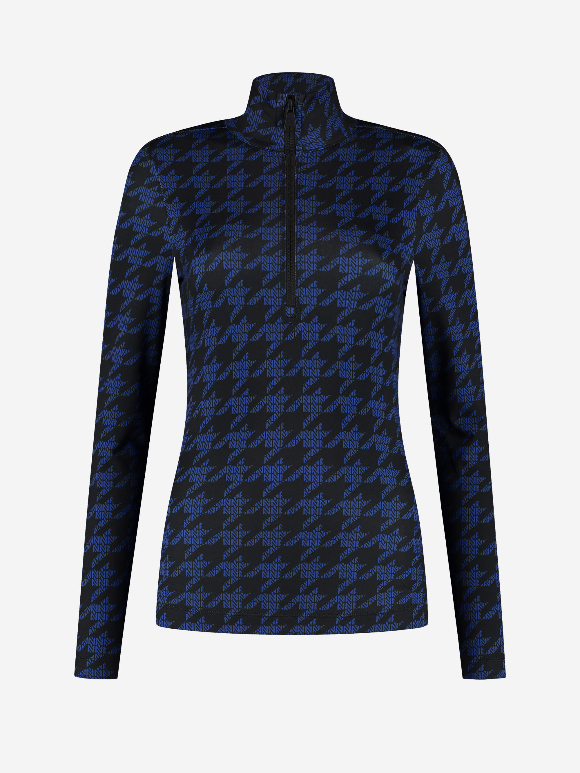 Fitted top with zipper and logo pattern