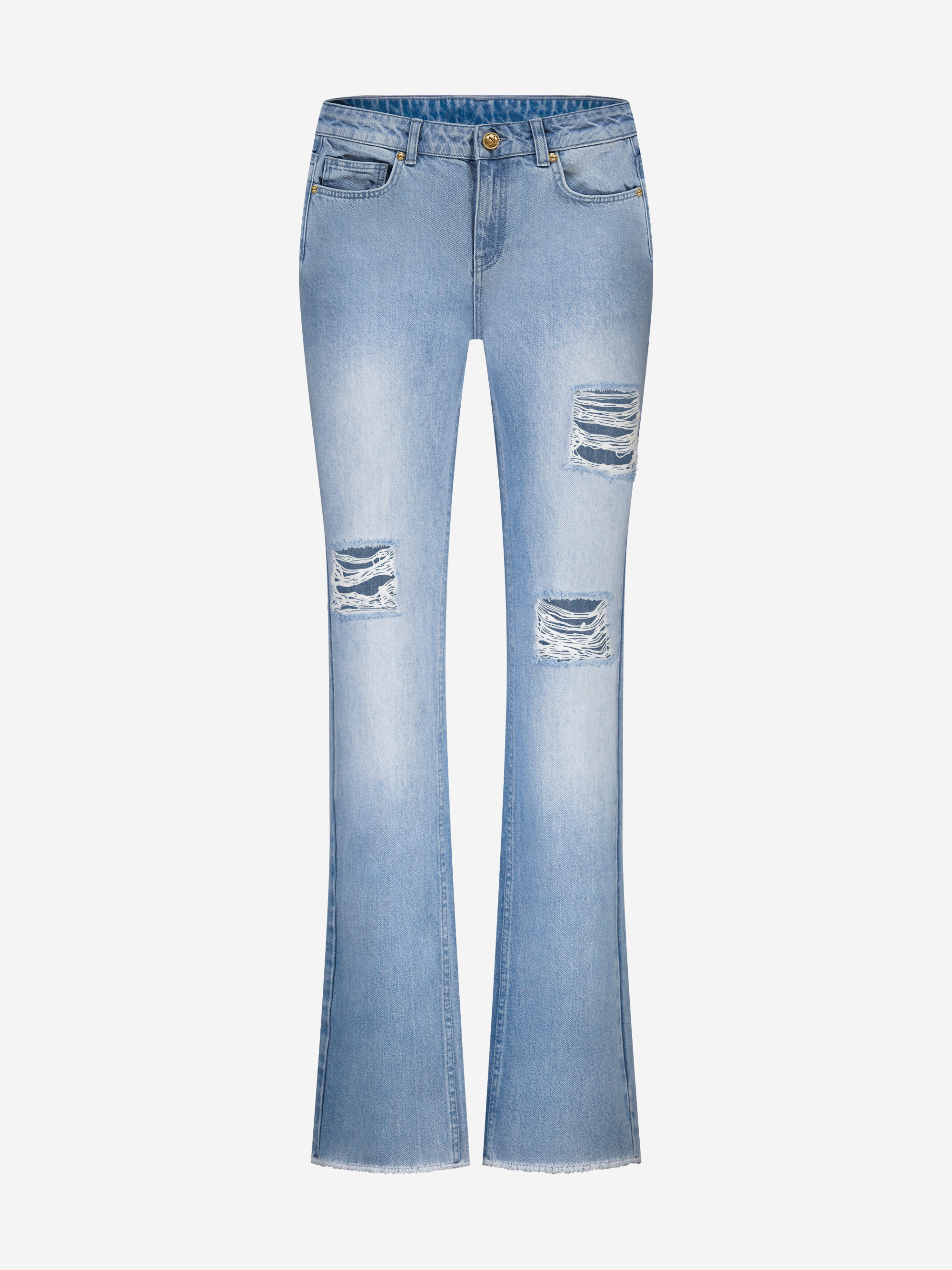 Ripped straight leg jeans