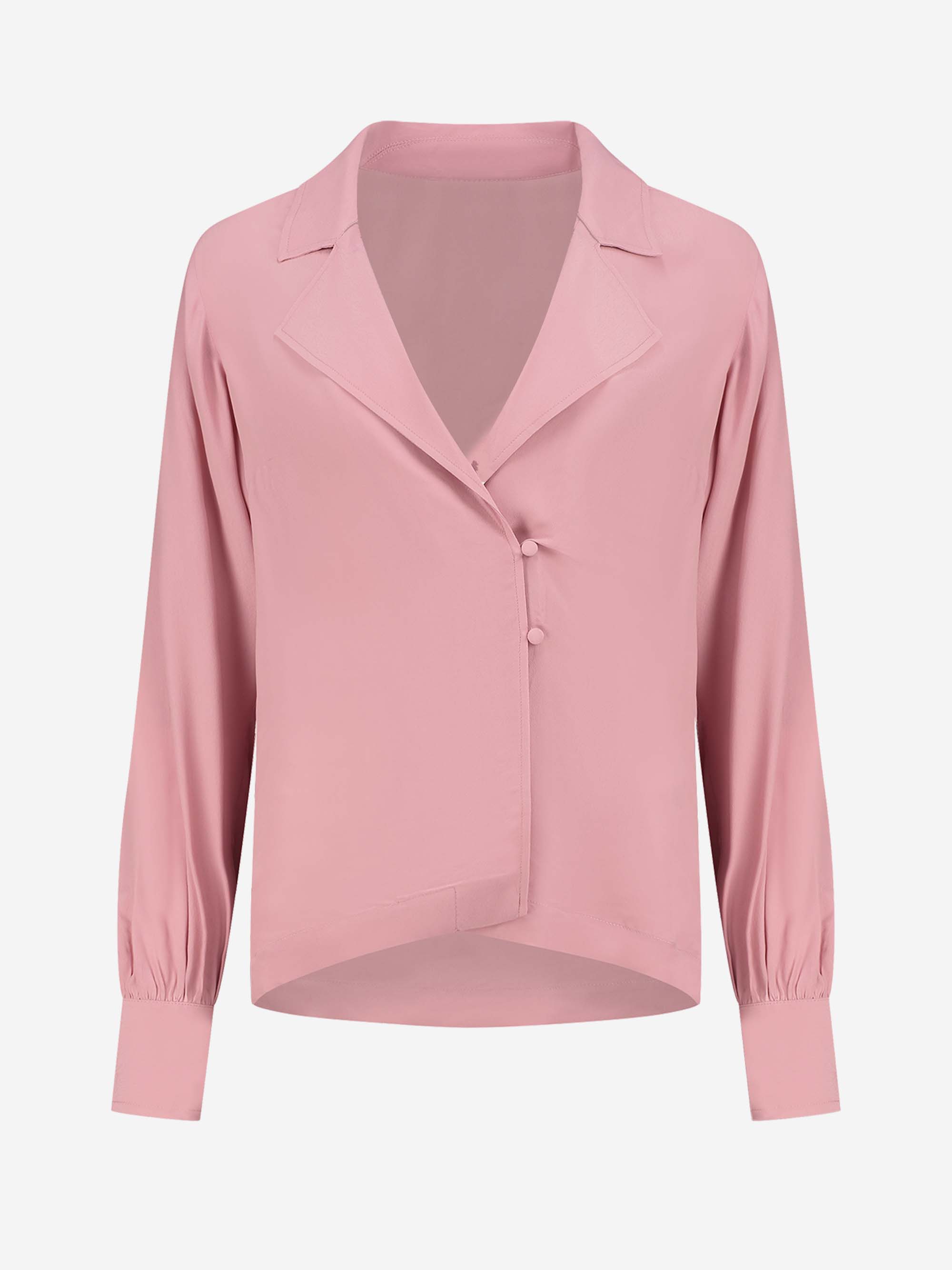 Regular blouse with asymmetric lapel collar 