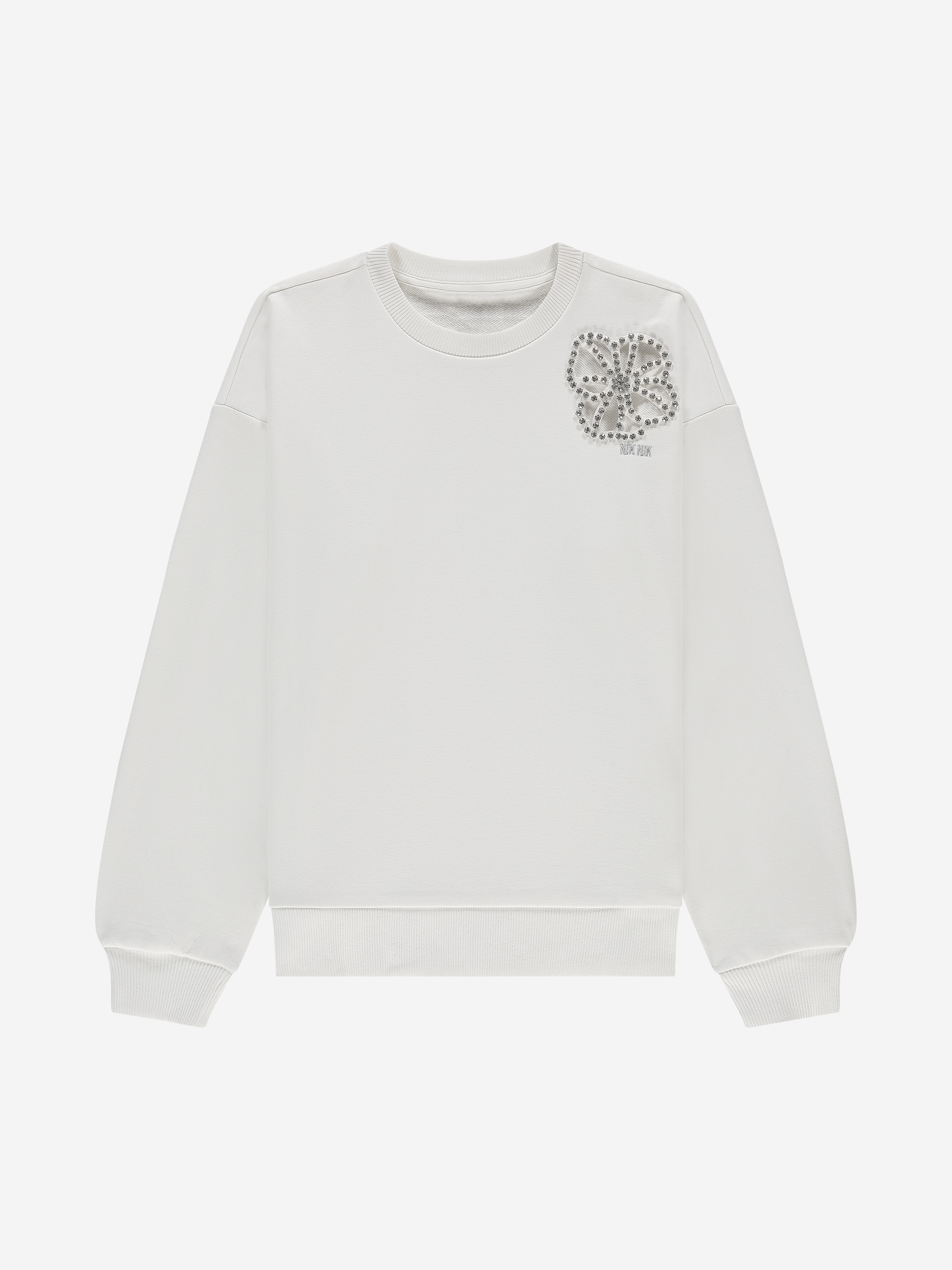 Sweater met bloemvormige uitsnede en strass-details