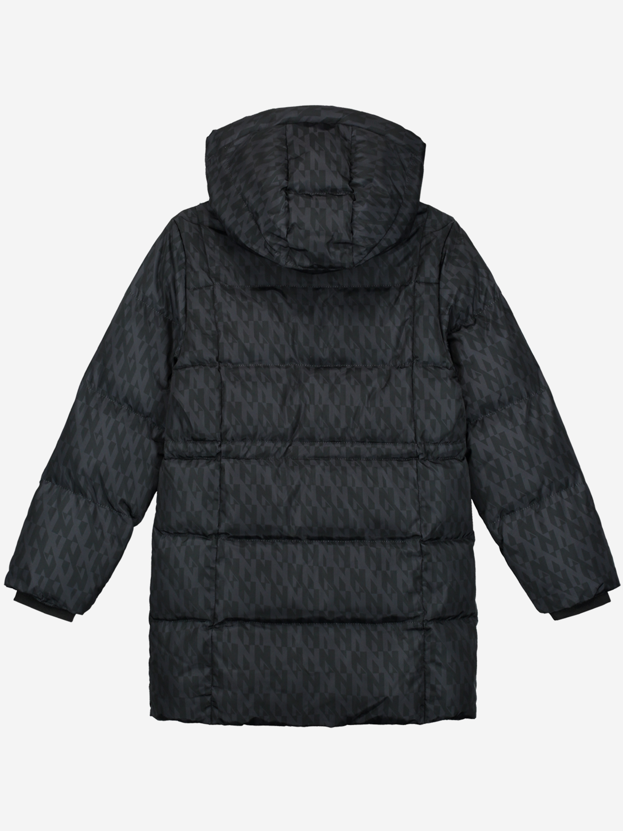 Puffer jas met logo patroon en capuchon