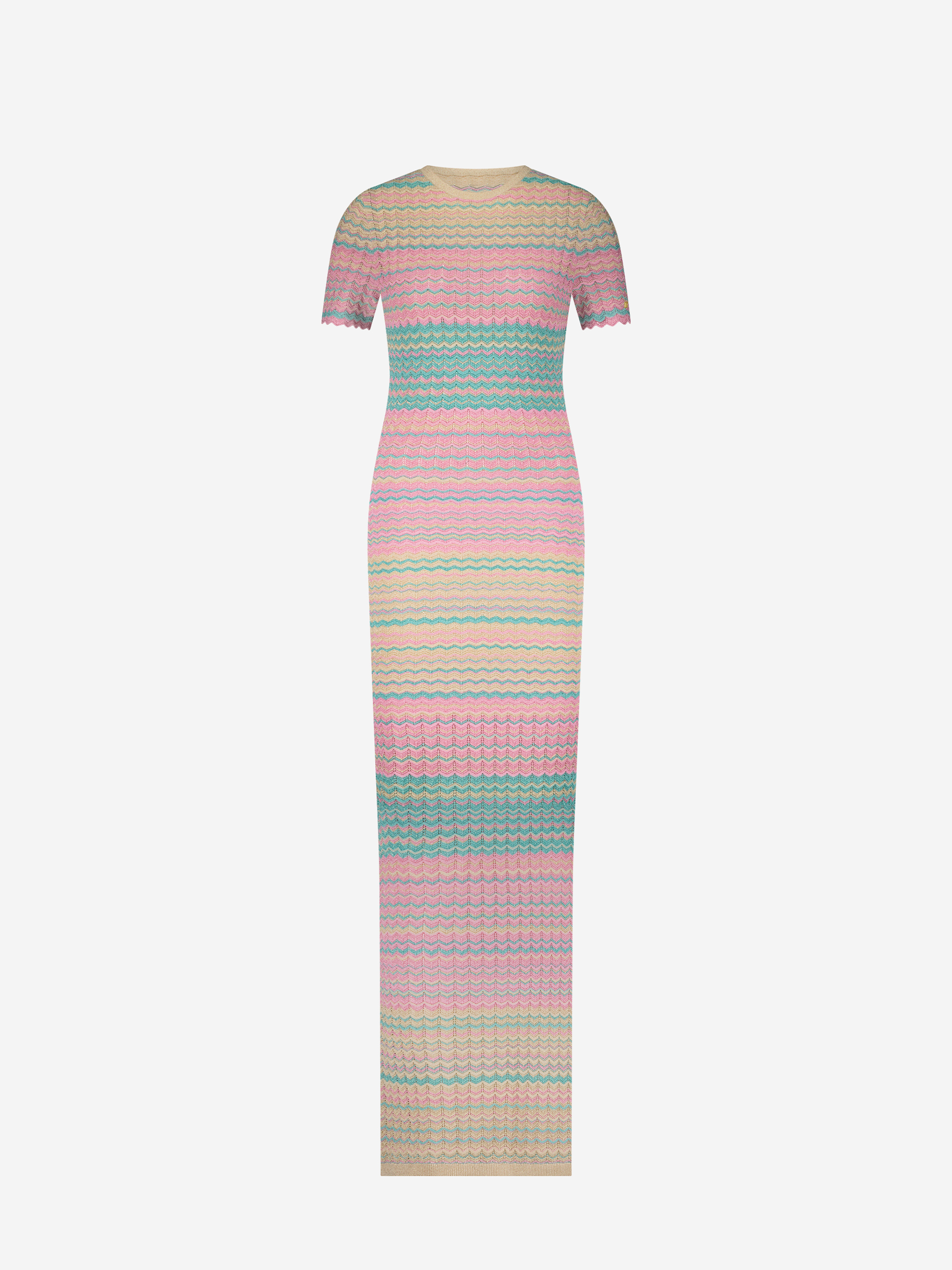 Opengebreide maxi jurk met glitterdraadje en split