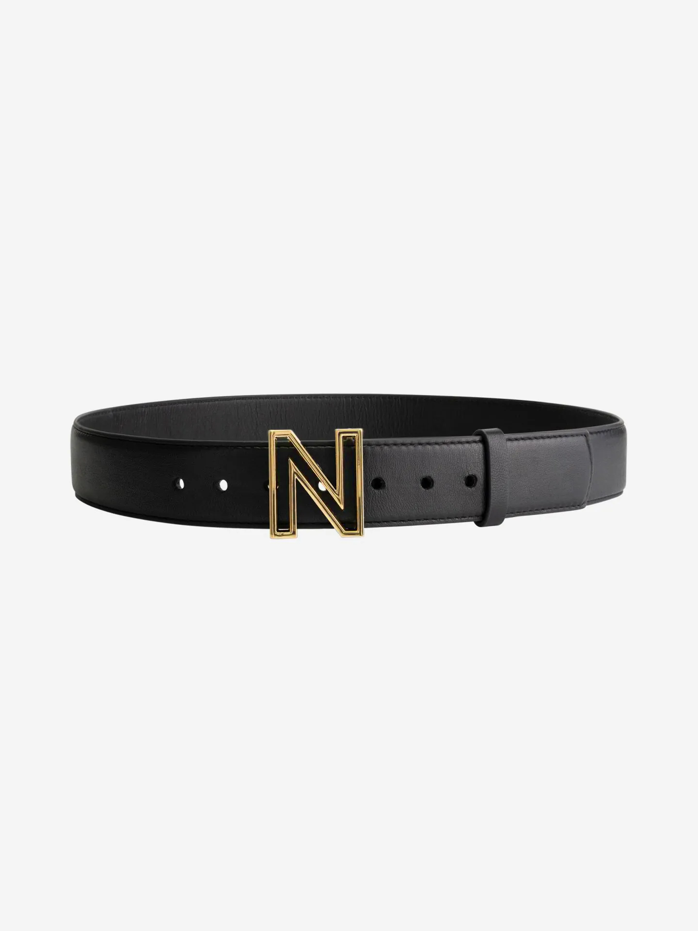Leren riem met N-logo gesp