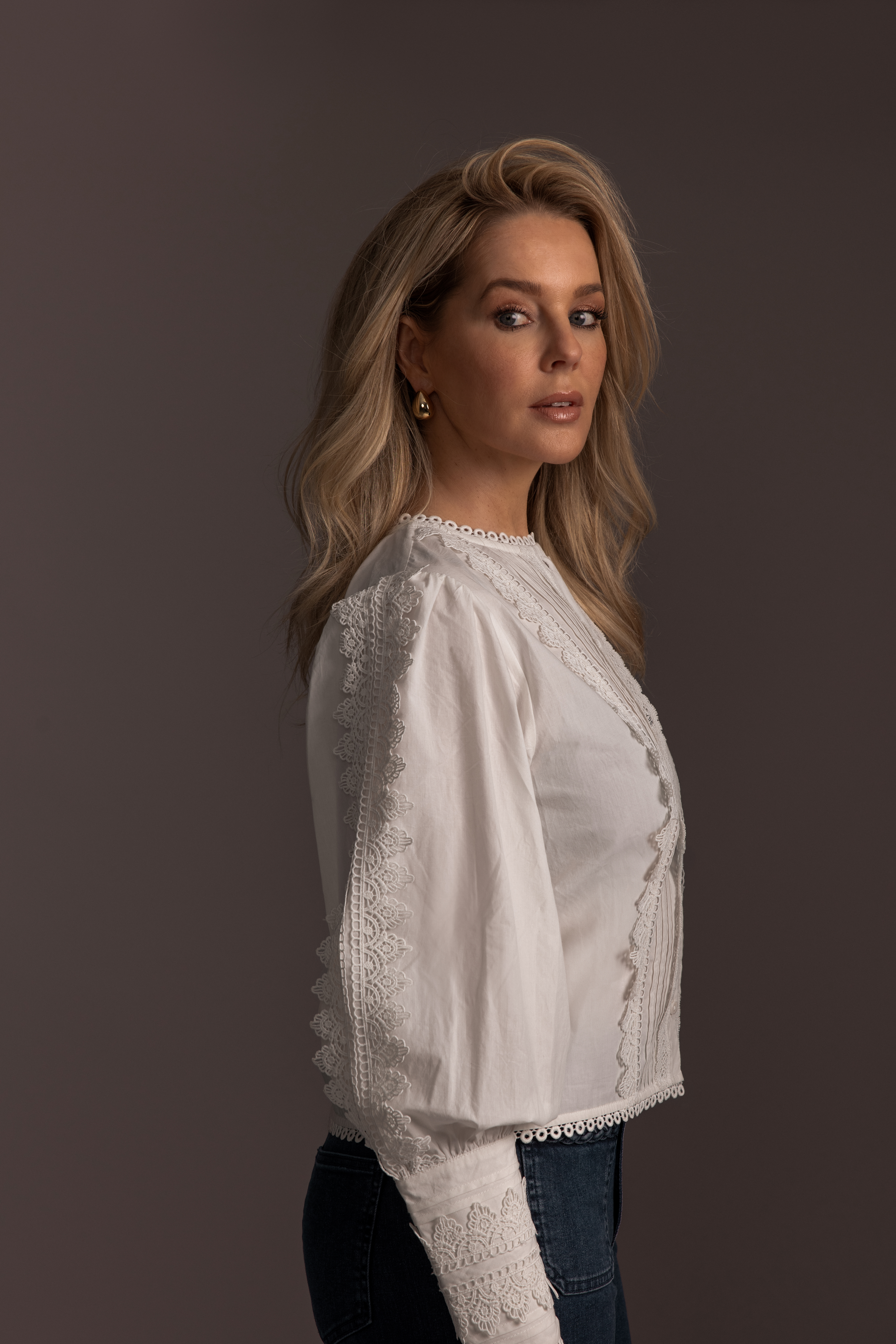 Blouse met broderie en ballonmouwen