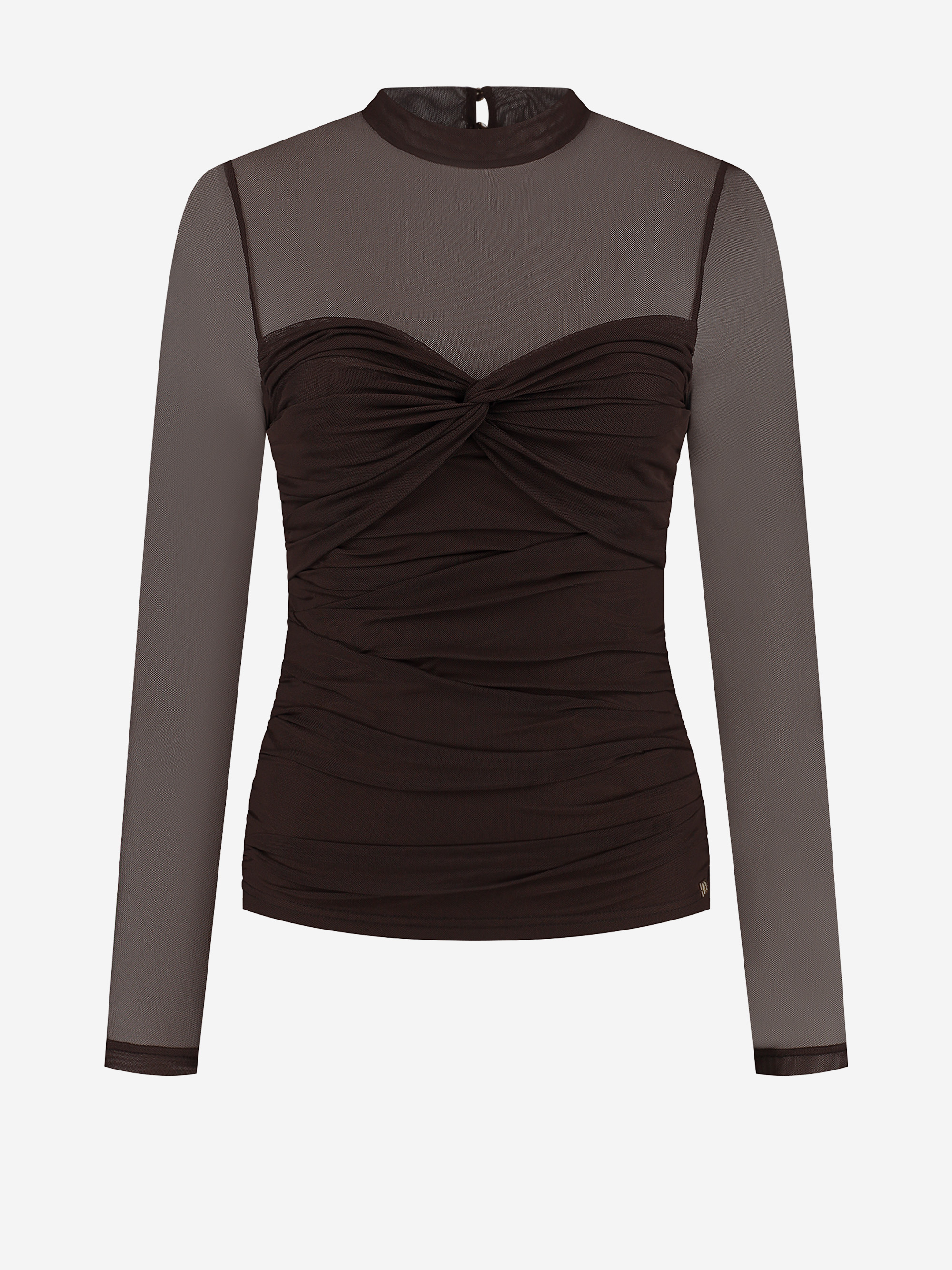 Gedrapeerde top met mesh en een col