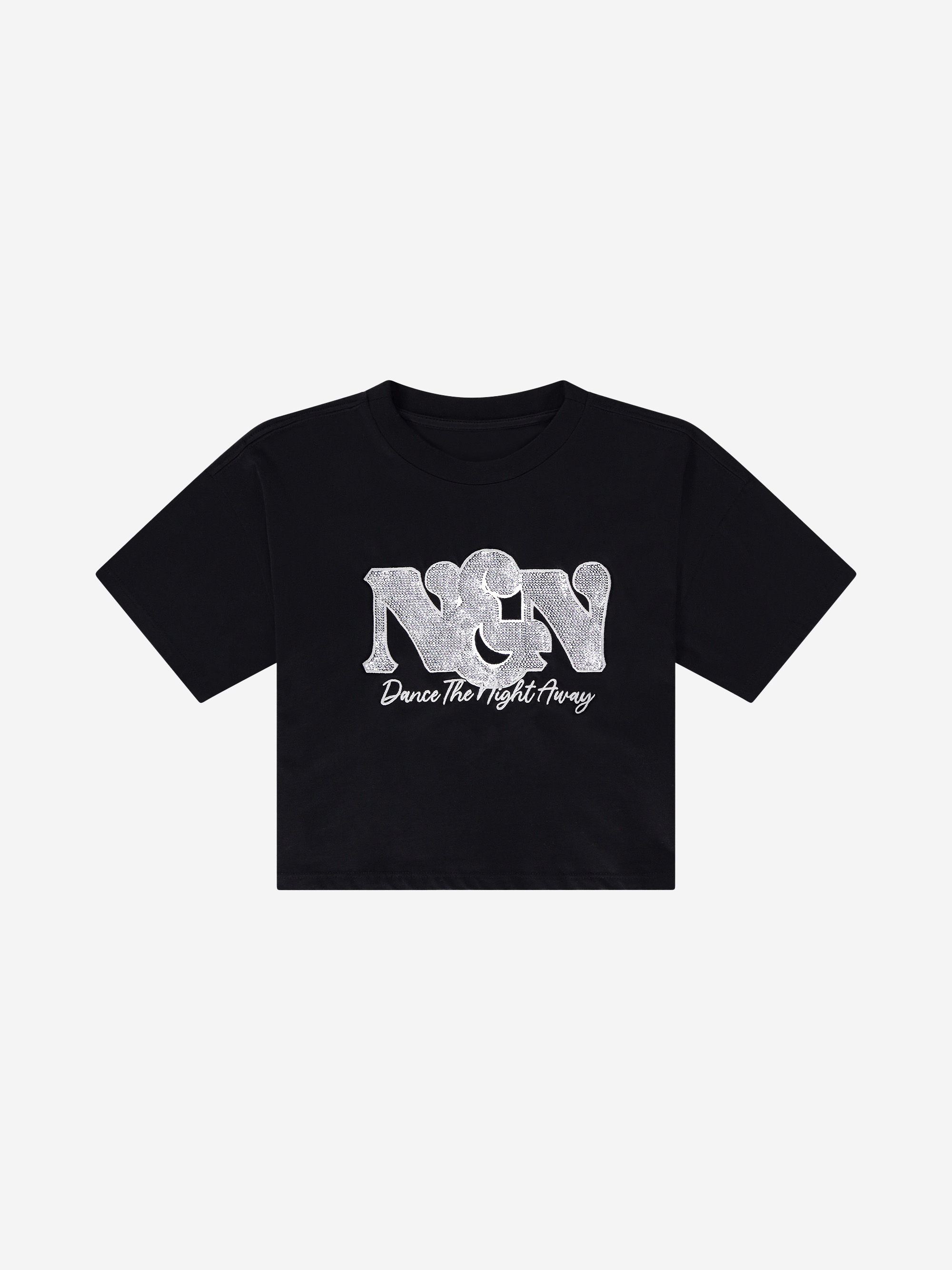 Cropped T-shirt met pailletten NIK&NIK logo