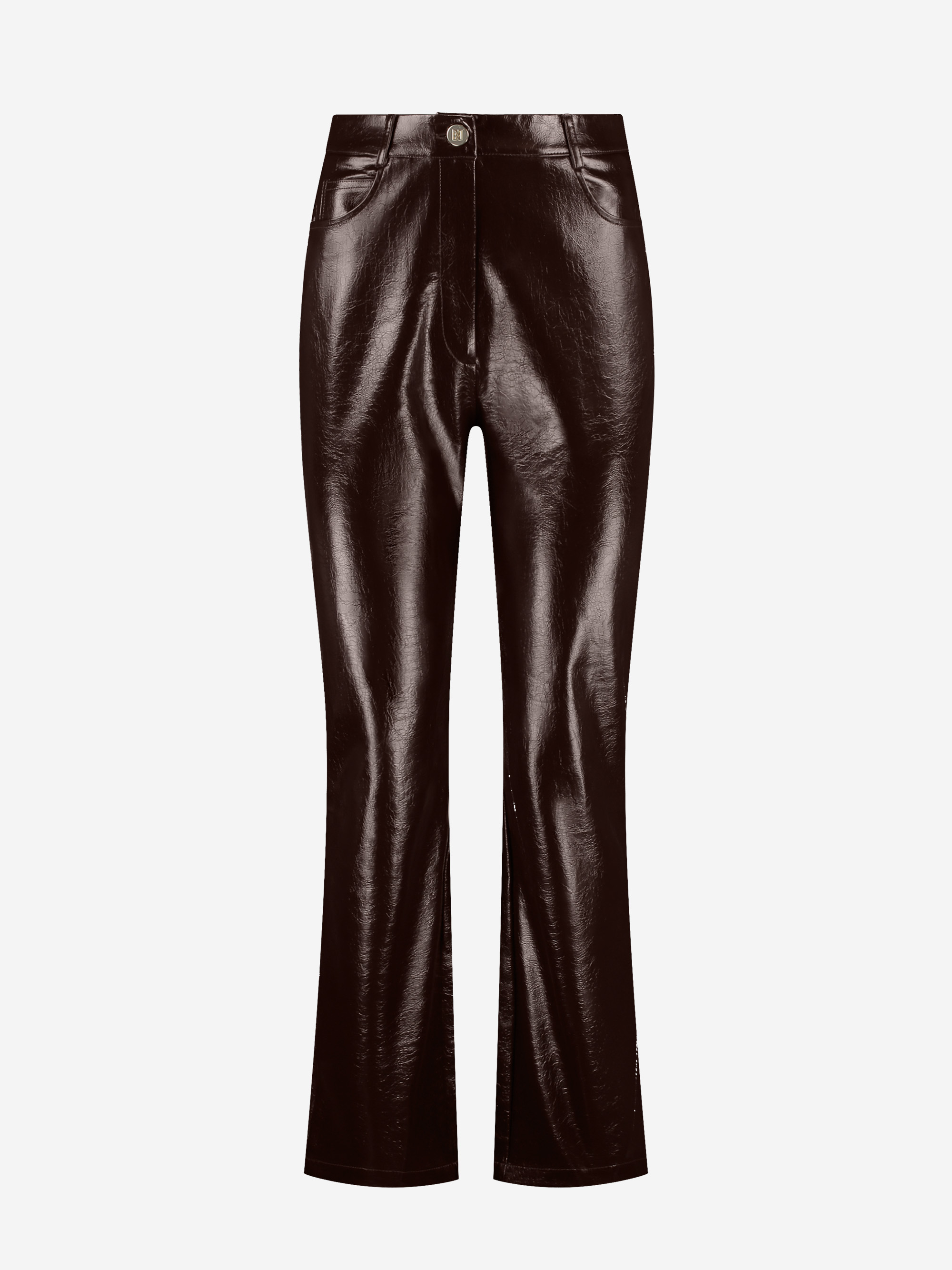 Broek van imitatieleer met craquelé patroon