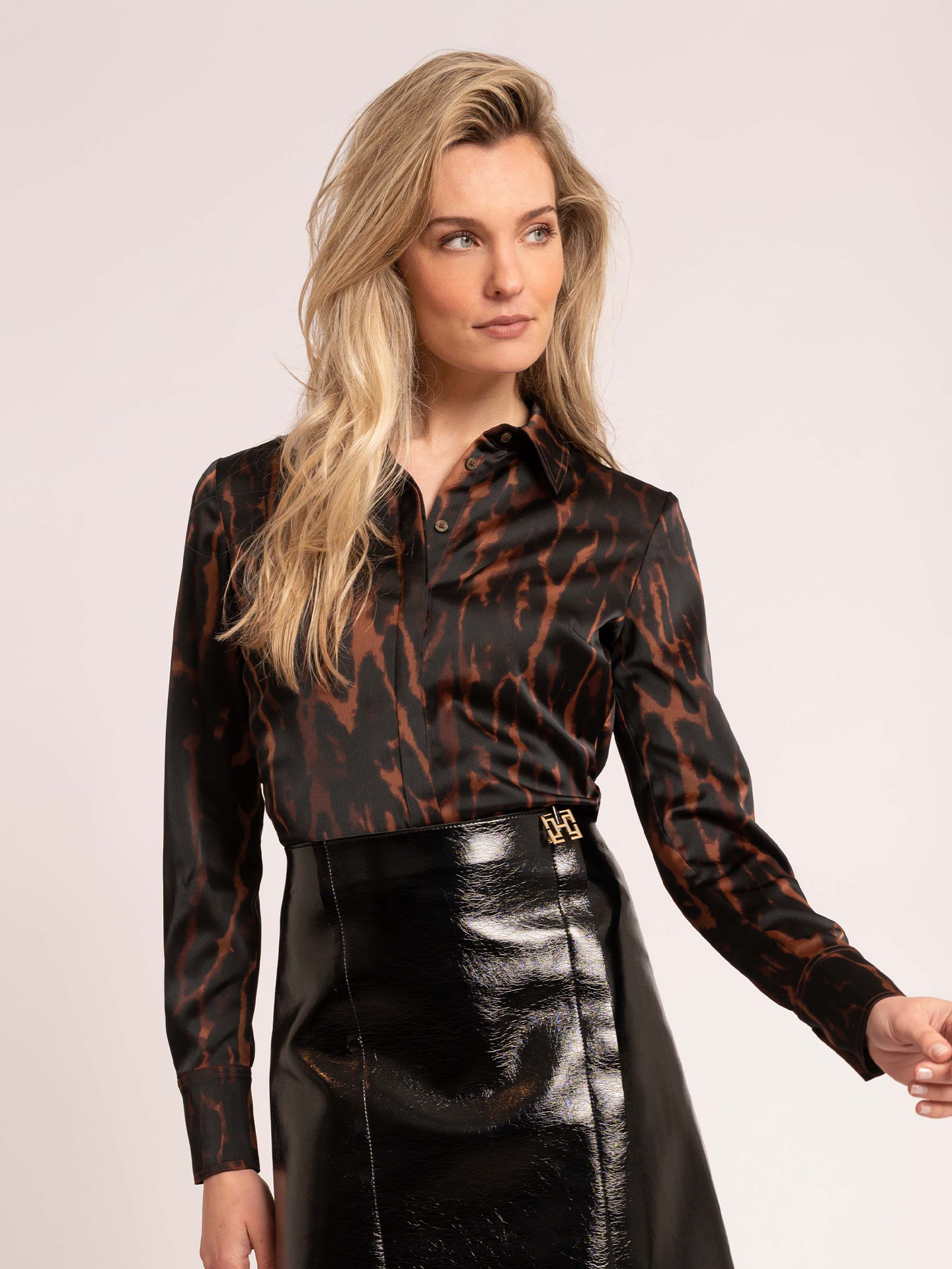 Satin look leopard blouse