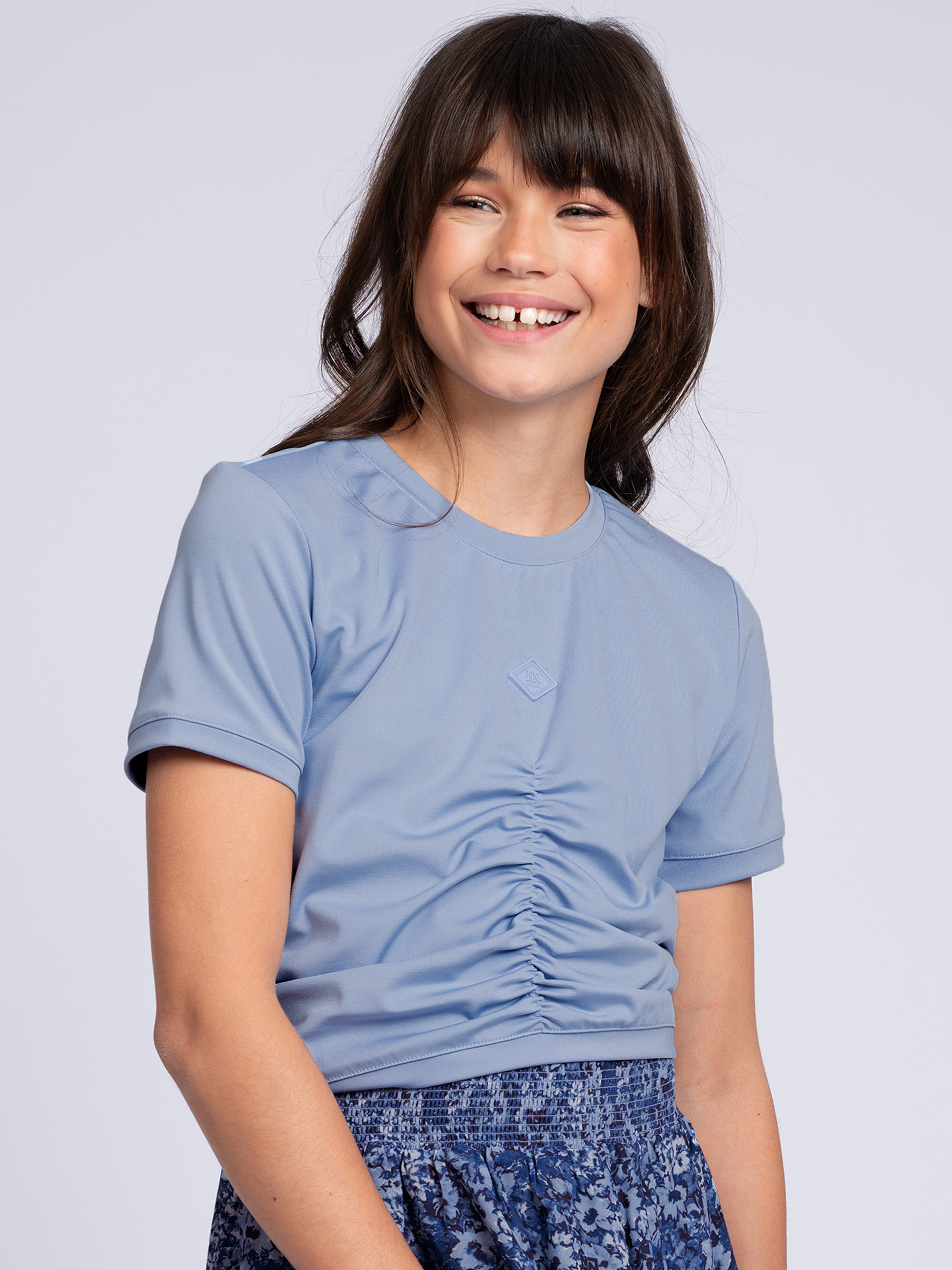 Cropped T-shirt met gedrapeerd detail