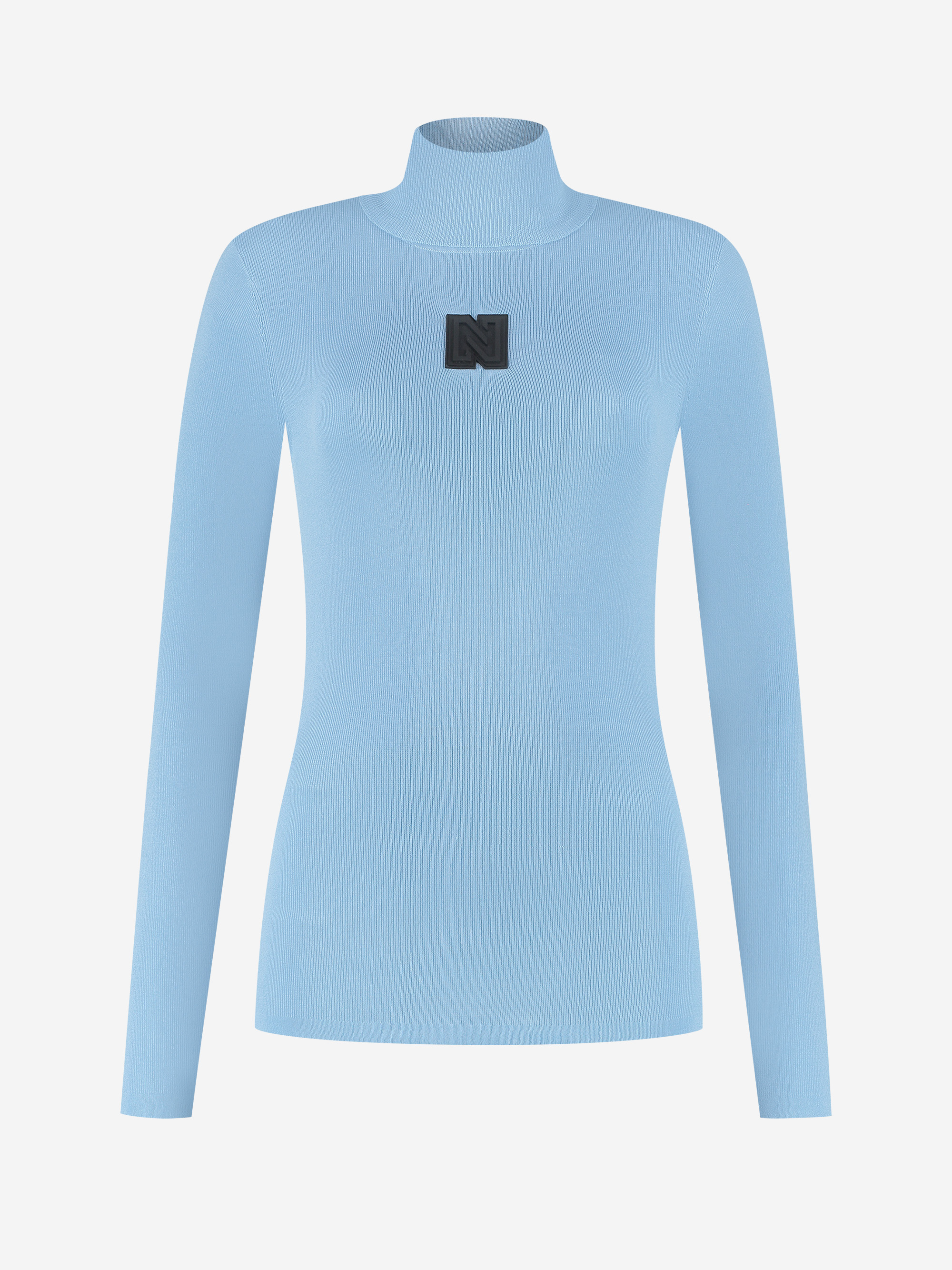Fitted top with logo patch and turtleneck