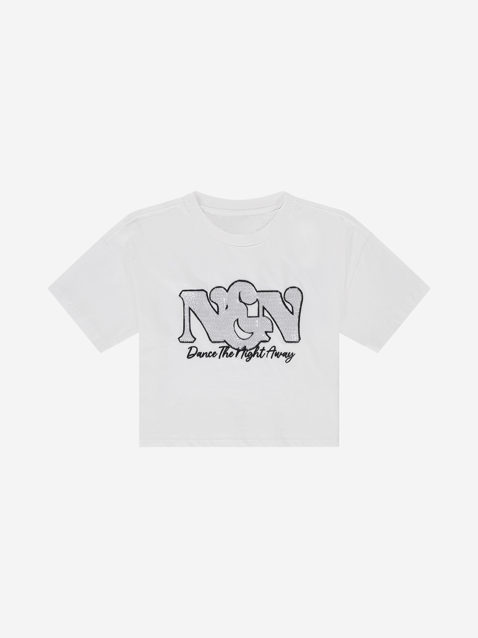 Cropped T-shirt met pailletten NIK&NIK logo