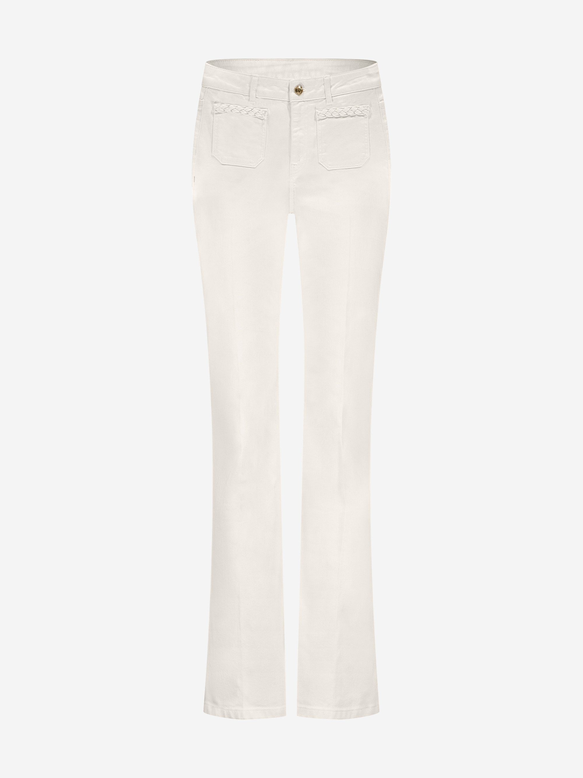 Flared jeans met gevlochten detail bij zakken