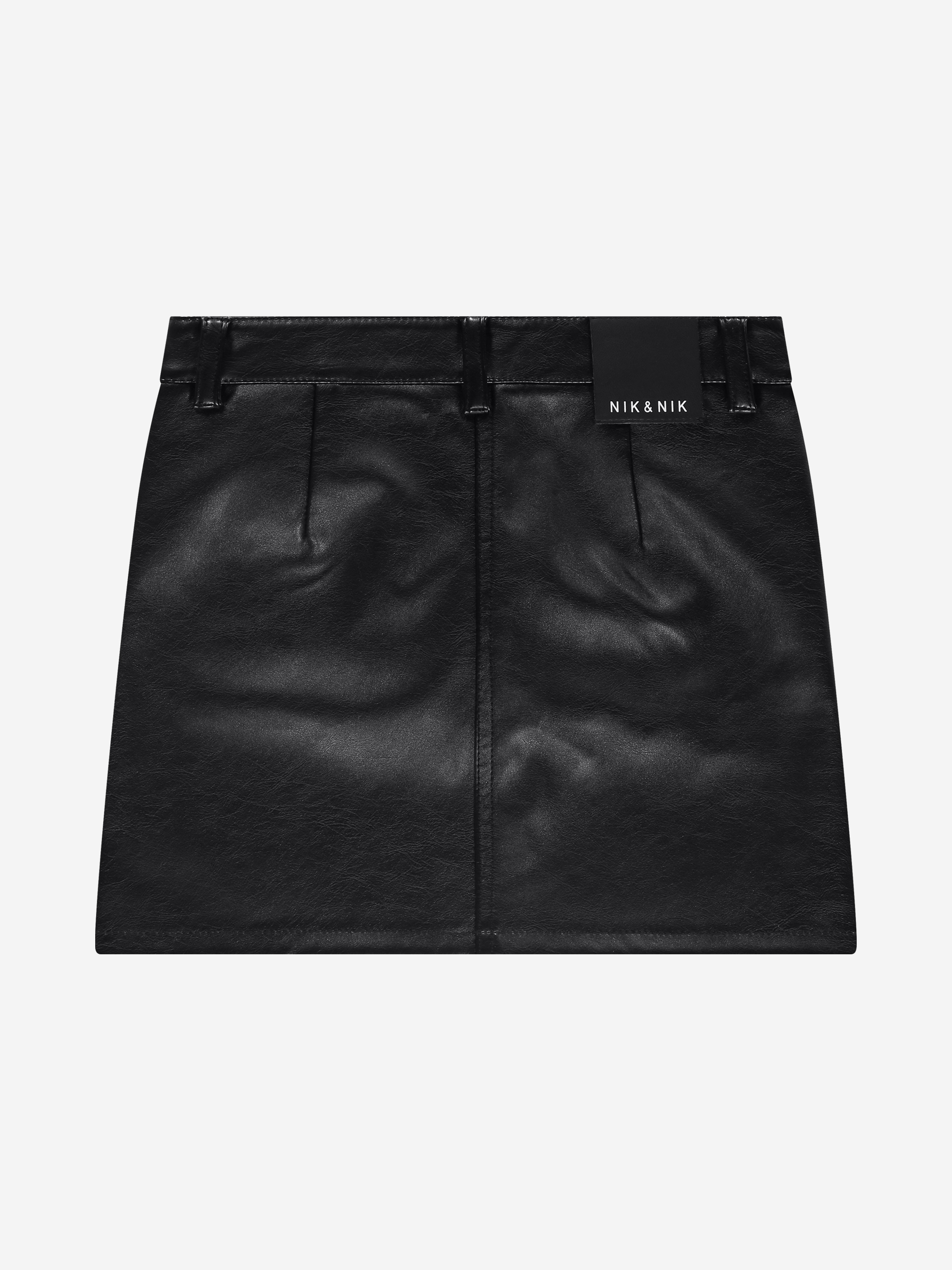 Korte leren-look rok met studs