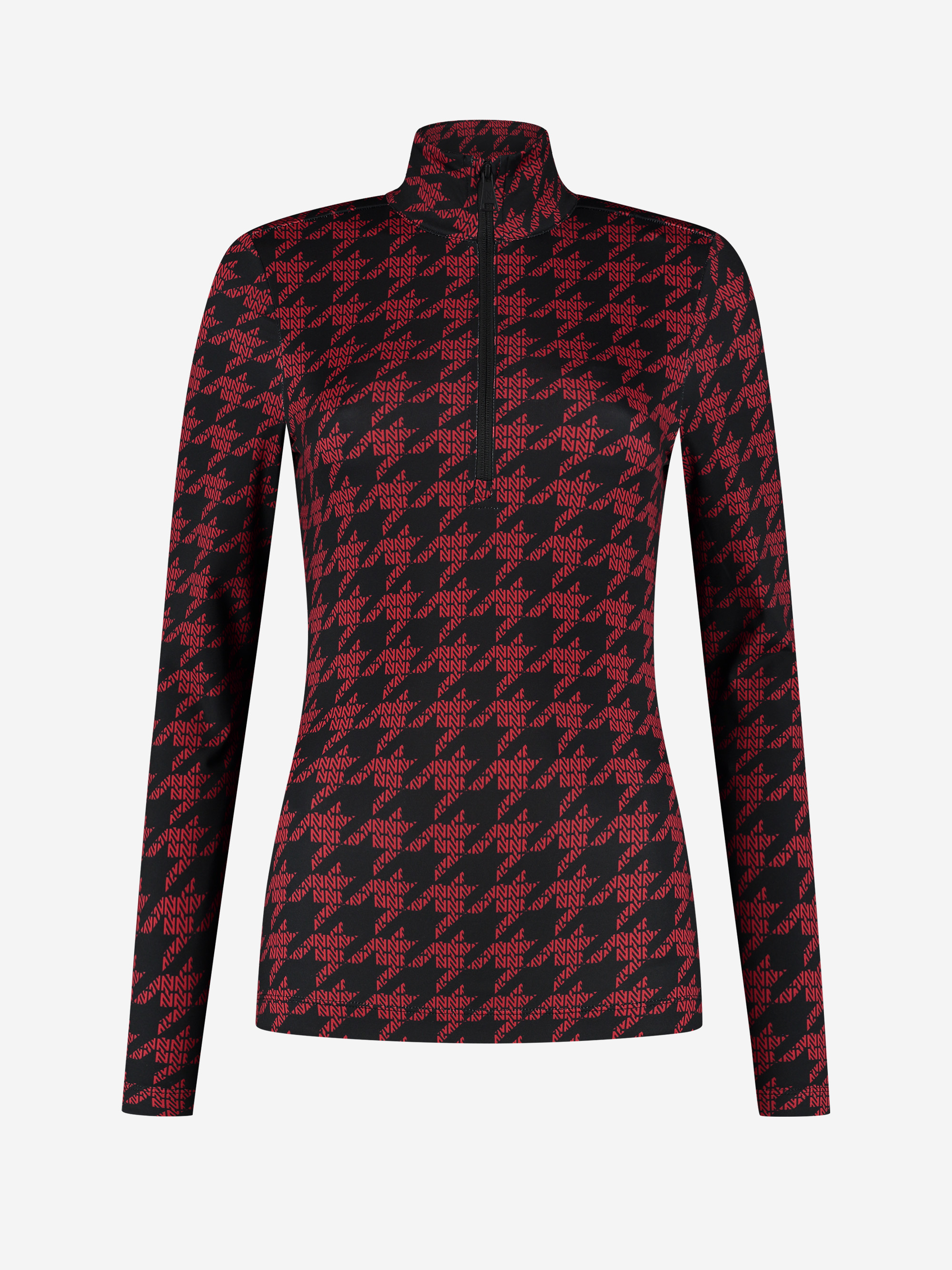 Fitted top with zipper and logo pattern
